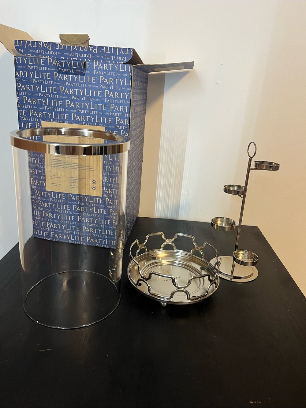 PartyLite Silver and Clear Tiered Glass Candle Centerpiece - Picture 3 of 3
